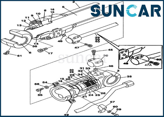 شراء LZ00446 طقم إصلاح ختم الذراع طقم ختم زيت الأسطوانة الهيدروليكي لحالة حفارة CX225SR CX210 online manufacture