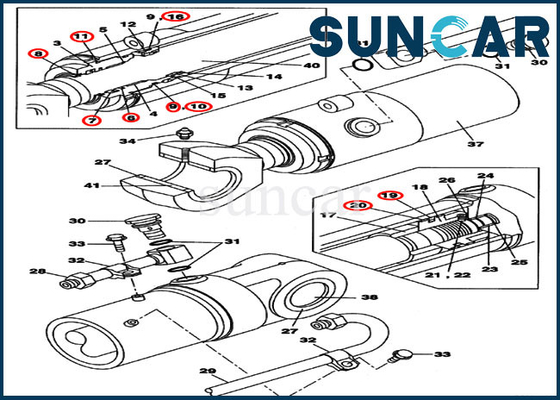 شراء CX80 Case LZ008240 Boom Swing Cylinder Seal Repair Kit OEM حفارات الزاحف أجزاء online manufacture