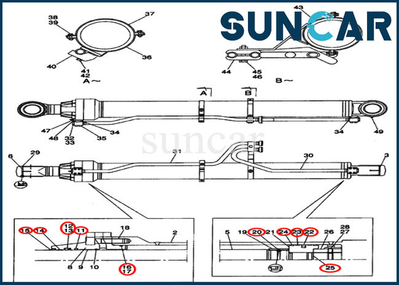 شراء LZ00312 Boom Cylinder Seal Kit طقم إعادة البناء الهيدروليكي يناسب ختم الماكينات CX800 online manufacture