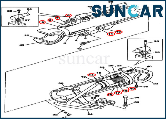 LZ009310 Boom Replacement Seal Kit CX130B CX130D LC Case Cylinder Service Kit