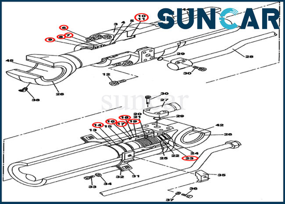 شراء LZ008180 Arm / Dipper Cylinder Seal Kit طقم إصلاح هيدروليكي يناسب حالة CX160C CX160B online manufacture