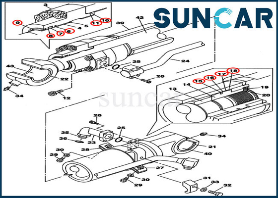شراء LZ008210 طقم ختم دلو يناسب CX160C CX160B علبة طقم إصلاح ختم الأسطوانة الهيدروليكية online manufacture