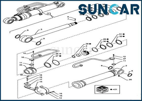شراء CX290B CX300C Boom Seal Kit LZ011210 CASE طقم إصلاح ختم الأسطوانة الهيدروليكية online manufacture
