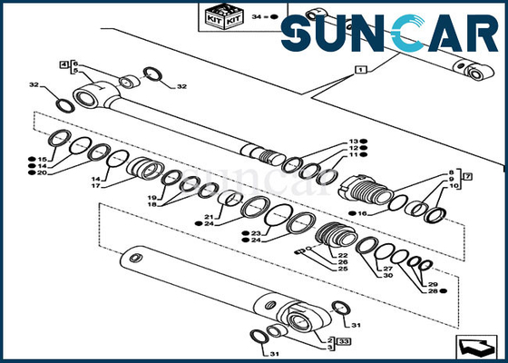 شراء CX80C CX75C SR Case LZ012040 Boom / Dipper / Arm Seal Kit مجموعة ختم الأسطوانة online manufacture