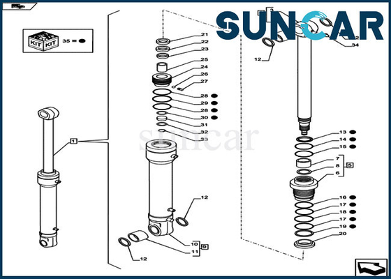 شراء CX80C Case LZ12030 Swing Cylinder Seal Kit OEM طقم استبدال الختم الهيدروليكي online manufacture