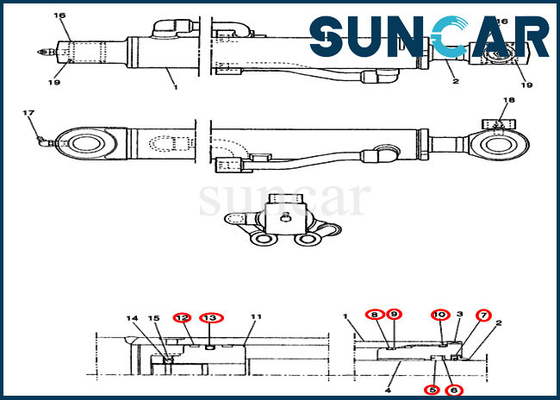 شراء طقم ختم إصلاح أسطوانة دلو PE01V00003R100 لآلات حالة الحفارة CX14 online manufacture