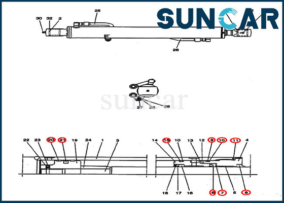 شراء CX25 طقم ختم الزيت الهيدروليكي PV01V00037R300 طقم إصلاح أسطوانة الذراع online manufacture