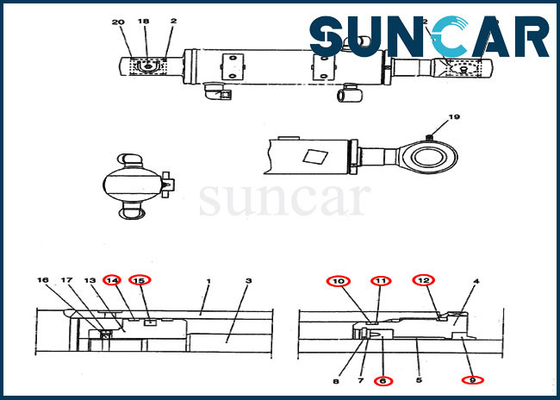 شراء PV01V00038R300 طقم ختم شفرة الجرار عدة استبدال الاسطوانة يناسب CX25 CASE online manufacture