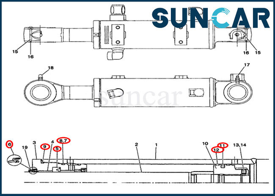 شراء PW01V00048R300 Arm / Dozer Blade Cylinder Seal Kit يناسب نماذج معدات CX31 CX36 online manufacture