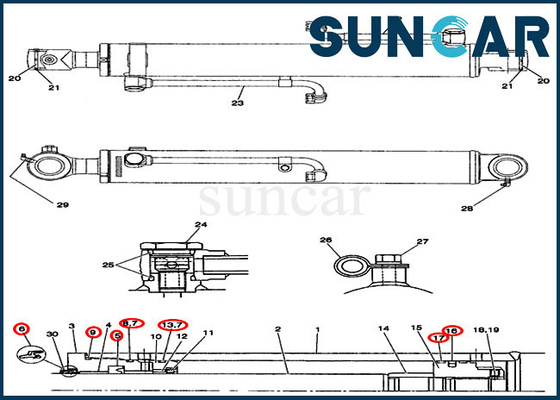شراء CX36 Repair Boom Seal Kit PX01V00030R300 أطقم استبدال ختم الأسطوانة online manufacture
