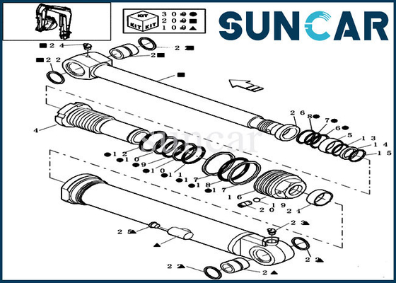 شراء Boom Sealing Kit 72275470 طقم ختم الأسطوانة الهيدروليكية موديل CX16B قطع غيار online manufacture