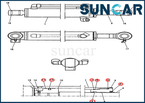 شراء PE01V00004R100 Dozer Blade Cylinder Seal Kit CX14 CASE مجموعات استبدال الأسطوانة الهيدروليكية online manufacture