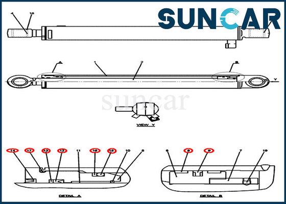 شراء PH01V00034R300 طقم إصلاح دلو طقم ختم أسطوانة يناسب موديلات CX50B للحفارة الزاحفة online manufacture