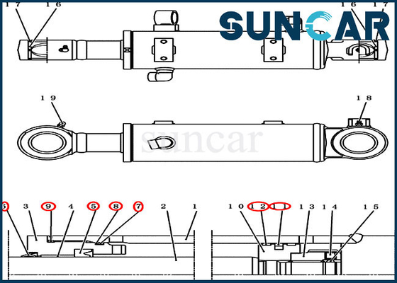 شراء PY01V00036R300 طقم ختم إصلاح أسطوانة الجرار للحفارة الزاحفة CX50B CX55BMSR CX55B CASE online manufacture