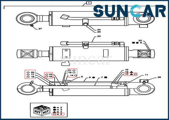 شراء ارتداء المقاومة PS01V00005R400 Dozer Cylinder Piston Rod Seal Kit لحافظة CX55B حفارات زحافة online manufacture