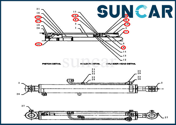 شراء Boom Seal Kit PY01V00054R300 طقم إصلاح ختم الأسطوانة للحفارة CX55BMSR online manufacture