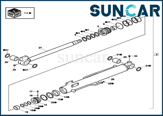 شراء CX17C Case XKCC-01524 Boom CYL Sealing Kit XKCC01524 Mini Excavator Cylinder Service Kit online manufacture