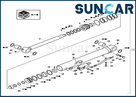 شراء XKCC01384 Dipper Repair CYL Seal Kit XKCC-01384 قطع غيار علبة CX37C طقم ختم زيت صمام الأمان online manufacture