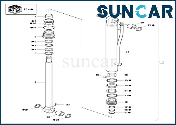 شراء حفارة مجنزرة صغيرة XKCC-01360 XKCC01360 طقم ختم إصلاح أسطوانة دلو يناسب CX33C CX37C CASE online manufacture