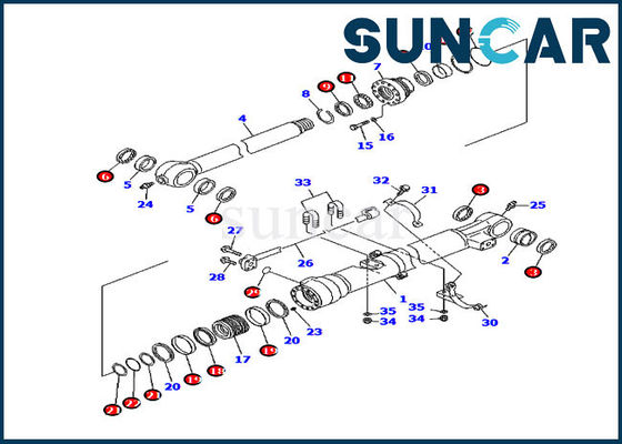 شراء 707-99-47570 طقم ختم دلو PC200-7 PC200LC-7 نماذج Komatsu Cylinder Repair Seal Kit online manufacture