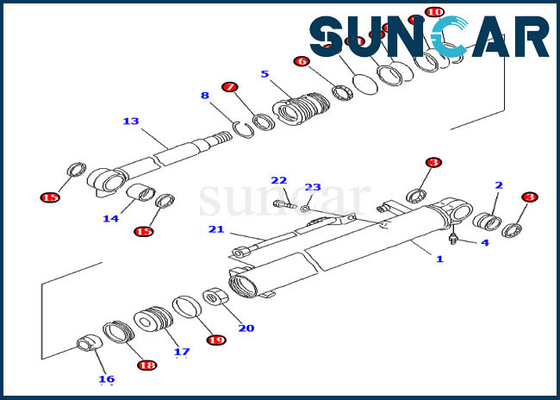 شراء PC20R-8 كوماتسو الأجزاء الداخلية 707-98-14890 طقم الختم الهيدروليكي حفارة ذراع الرافعة طقم خدمة الأسطوانة online manufacture