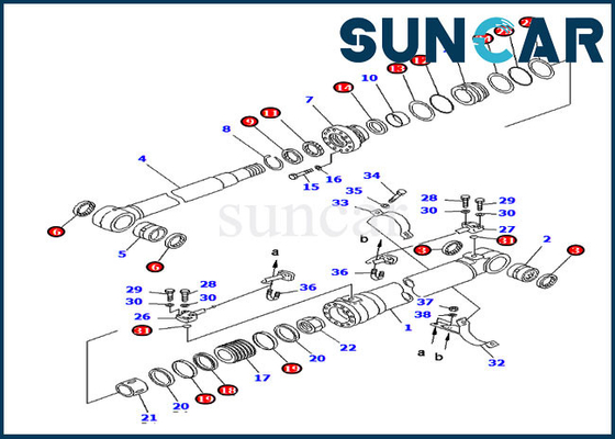 شراء Boom Seal Kit أسطوانة هيدروليكية 707-99-58260 تناسب معدات كوماتسو الثقيلة PC220-6 PC250LC-6L online manufacture
