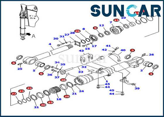 شراء 707-99-47851 PC220-7 PC220LC-7 Komatsu Bucket Cylinder Service Kit OEM استبدال مجموعة الختم online manufacture
