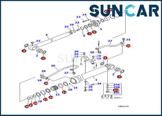شراء طقم ختم ذراع حفارة 707-99-57260 PC228UU-1 طقم إصلاح كوماتسو أسطوانة هيدروليكية online manufacture