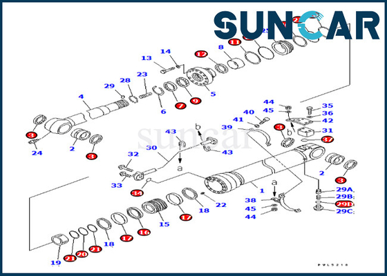 شراء مجموعة الختم 707-99-57180 مجموعة خدمة أسطوانة الذراع لـ PC228US-3 PC228USLC-3 إصدار خارجي كوماتسو online manufacture