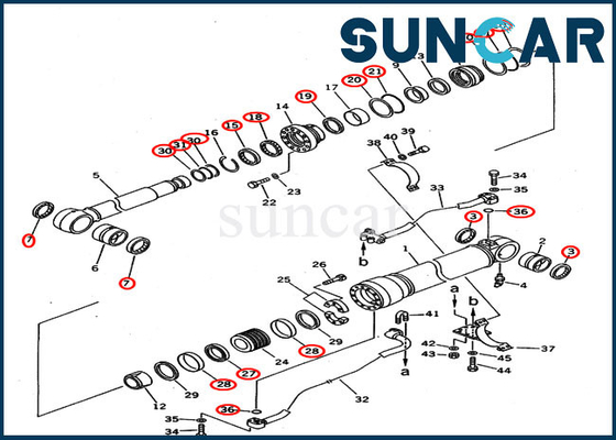 شراء Boom Seal Kit 207-63-02100 أسطوانة هيدروليكية 2076302100 لحفارة KOMATSU PC300-5 PC300LC-5 online manufacture
