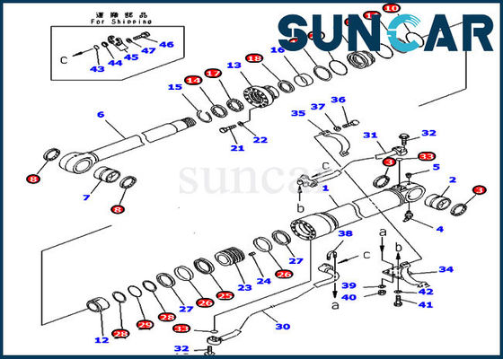 شراء Boom Seal Repair Kit 707-99-58360 7079958360 PC300LC-6 PC300LC-6 طقم ختم أسطوانة كوماتسو online manufacture