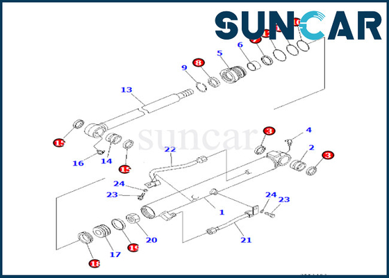 شراء 707-98-14260 7079814260 مجموعة خدمة أسطوانة دلو كوماتسو لمجموعة استبدال أسطوانة دلو PC30R-8 online manufacture
