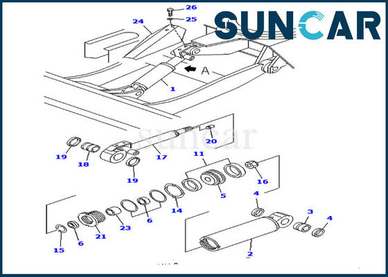 شراء طقم إصلاح ختم حفارة لـ YM172422-72700 PC30FR-2 Komatsu Blade Cylinder Service Kit online manufacture
