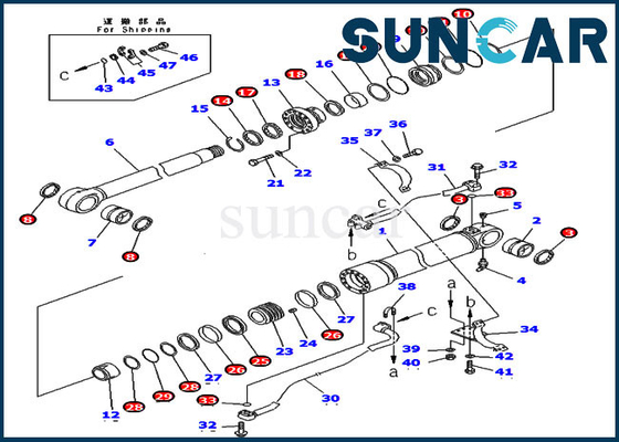 شراء PC400-6C PC400LC-6Z كوماتسو 707-99-67305 7079967305 طقم خدمة حفارة بوم أسطوانة هيدروليكية online manufacture