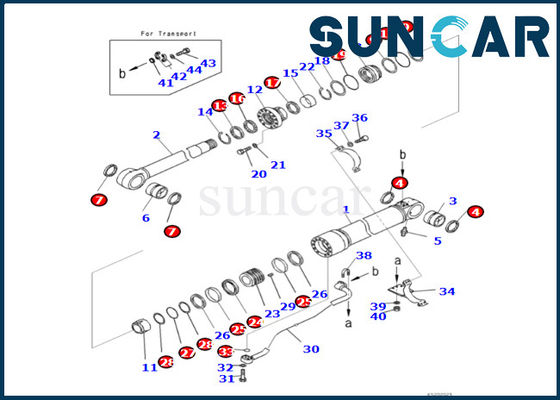 شراء كوماتسو 721-98-00130 7219800130 طقم ختم أسطوانة بوم يناسب PC490LC-11 PC490LCI-11 Boom Cylinder Sealing Kit online manufacture