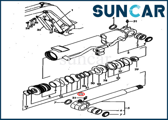 شراء PC40FR-1 PC40FR-2 أطقم خدمة حفارة ذراع الرافعة YM172164-72300 Komatsu Cylinder Seal Repair Kit online manufacture