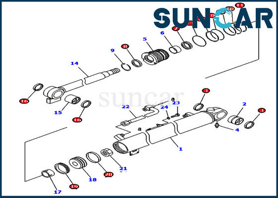 شراء KOMATSU 707-98-34610 7079834610 طقم إصلاح ختم أسطوانة ذراع الرافعة لموديلات المعدات PC40R-8 PC45R-8 online manufacture