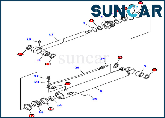 شراء PC45MR-1 PC45MRX-1 KOMATSU 707-98-29620 7079829620 Boom Swing Seal Repair Kit أسطوانة هيدروليكية online manufacture
