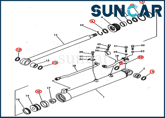 شراء PC60U-5 نماذج كوماتسو 201-63-02060 2016302060 بوم سوينغ إصلاح مجموعة الختم أسطوانة هيدروليكية online manufacture