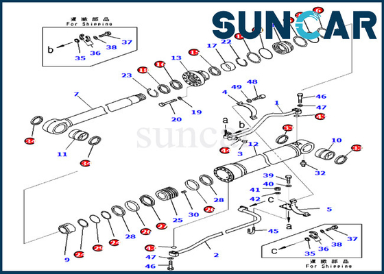 شراء PC650LC-11 PC700LC-11 كوماتسو 721-98-01360 7219801360 أطقم خدمة ختم اسطوانة ذراع الرافعة online manufacture