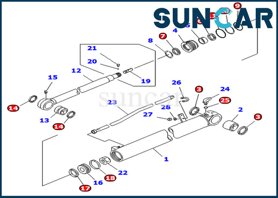 PC75UD-2E PC75UD-2 كوماتسو 707-98-35140 7079835140 طقم خدمة حفارة ذراع أسطوانة هيدروليكية