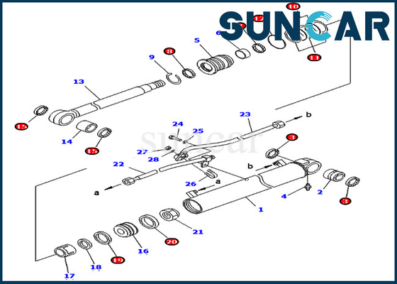 707-98-43200 7079843200 طقم خدمة أسطوانة بوم كوماتسو PC75UU-2 PC78US-5 مجموعات ختم إصلاح