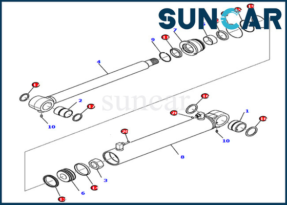 707-98-28670 7079828670 طقم خدمة أسطوانة ذراع الرافعة يناسب نماذج حفارة PC80MR-3 PC80MR-5 كوماتسو