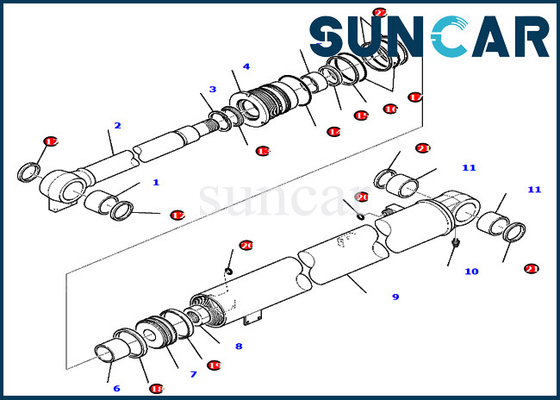 Boom Seal Kit 707-98-36730 7079836730 أطقم إصلاح الأسطوانة يناسب حفارة كوماتسو PC80MR-3 PC80MR-5