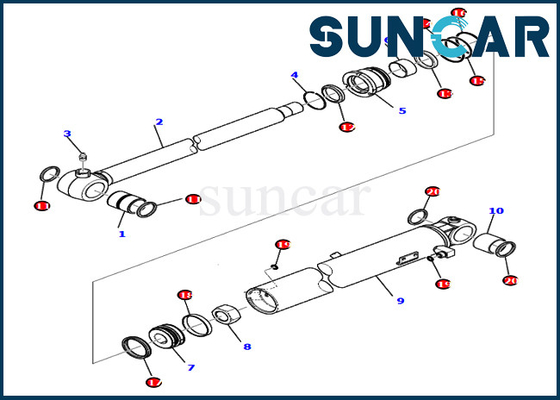 Komatsu PC80MR-3 PC80MR-5707-98-26980 7079826980 دلو اسطوانة زيت ختم مجموعة حفارة أجزاء الخدمة