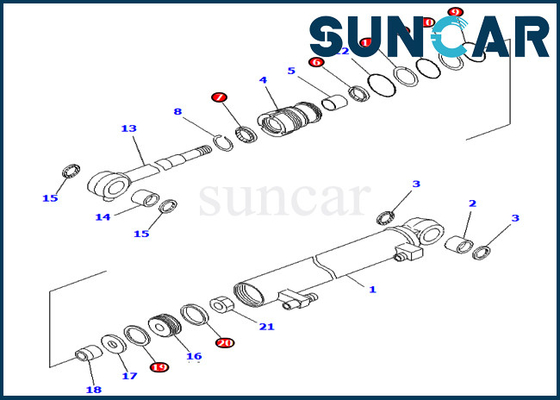 طقم ختم حفارة 707-98-03030 7079803030 PC02-1 Komatsu Boom Cylinder Seal Repair Kits