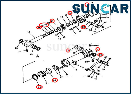 طقم استبدال أختام SUNCAR 707-99-64405 7079964405 لـ D275A-2 كوماتسو