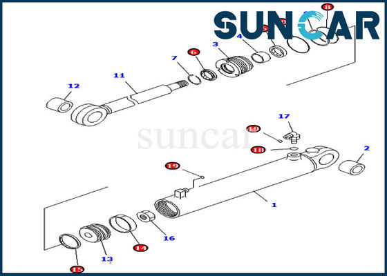 D37EX-21 مجموعات إعادة بناء أسطوانة هيدروليكية كوماتسو 707-98-24720