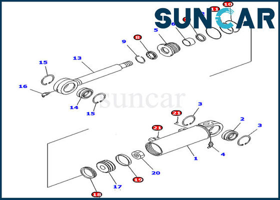 707-98-24710 7079824710 إمالة مجموعات ختم أسطوانة هيدروليكية كوماتسو لـ D39EX-21 D39PX-21