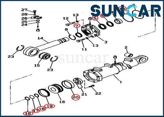 D375A-3D Dozer 707-99-74420 أطقم استبدال أسطوانة إمالة الشفرة Komatsu Service Kit